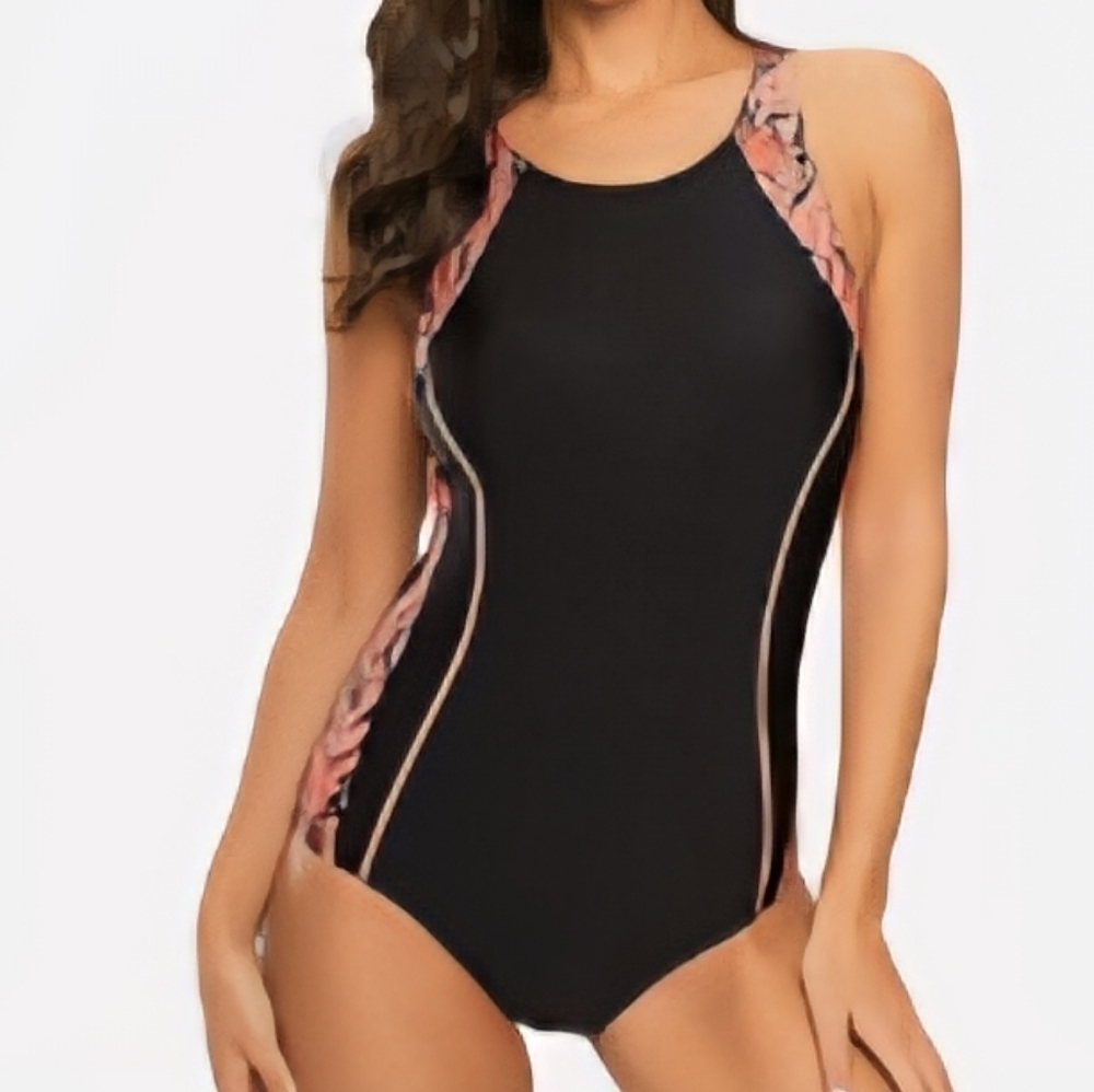 Black and Red Strappy Swimsuit